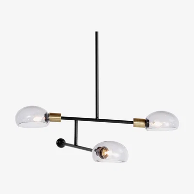 Made.com Tangle Chandelier Pendant 3 Lights, Matt Black, Smoke Grey and Antique Brass
