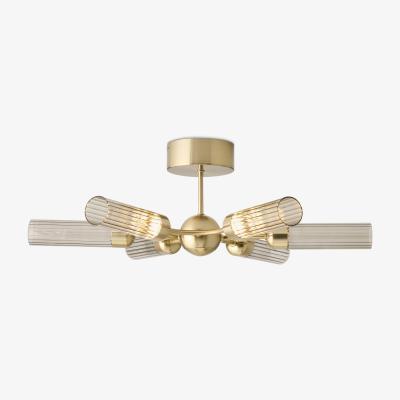 Made.com Verona LED Flush Ceiling Light, Brushed Brass & Smoked Glass