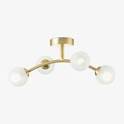 Made.com Fabia 4 Light Flush Ceiling Lamp, Brass & Opal