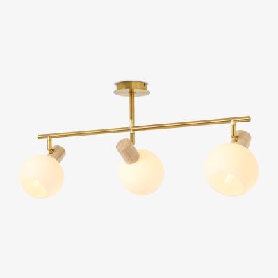Made.com Maybn Flush Ceiling Light, Opal Glass & Wood