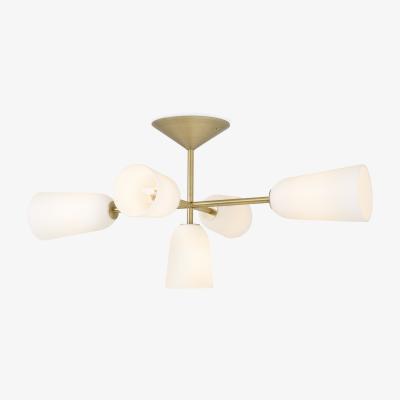 Made.com Lori Flush Ceiling Light, Frosted Glass & Brass