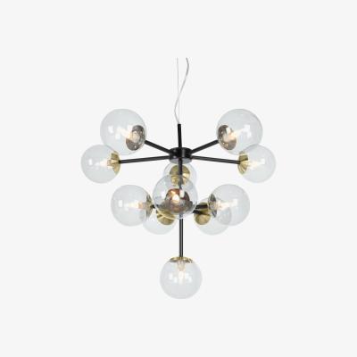 Made.com Globe Chandelier, Black Antique Brass & Light Smoked Glass