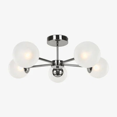 Made.com Globe Large Flush Pendant, Black Nickel and Frosted Glass