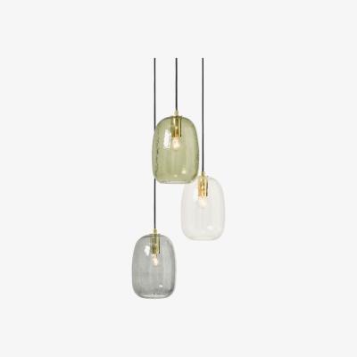 Made.com Lykke 3 Light Cluster Chandelier Pendant, Green Multi & Brass