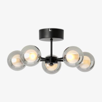 Made.com Masako LED 5 Light Flush Ceiling Lamp, Smoked & Opal Glass