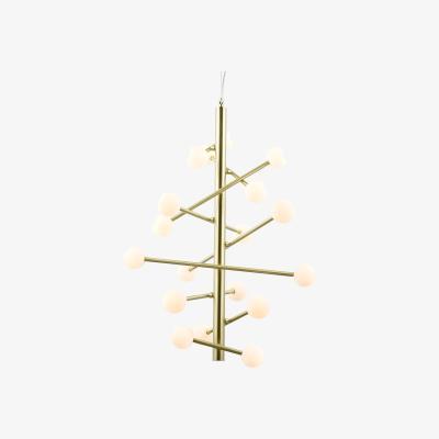 Made.com Pyrite 18 Light Pendant Chandelier, Brass & Opal Glass