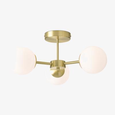 Made.com Globe Flush Pendant, Brushed Brass & Opal Glass