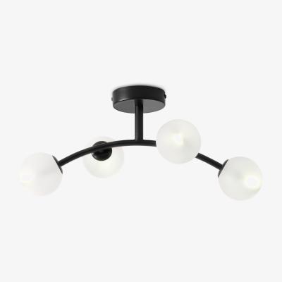 Made.com Fabia 4 Flush Light, Black & Frosted Glass
