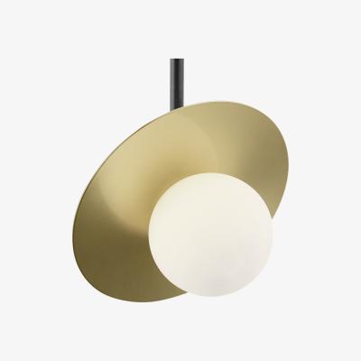 Made.com Amira Disc Pendant Lamp, Opal Glass & Brass
