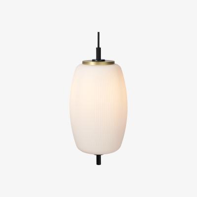Made.com Ayala Pendant Lamp, Black, Antique Brass & Opal Glass