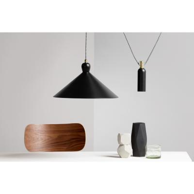 Made.com Ogilvy Rise and Fall Pendant, Matt Black and Antique Brass