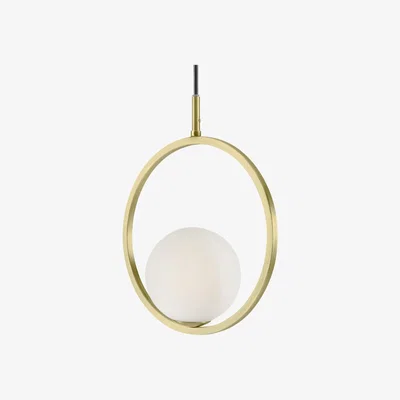 Made.com Remi  Pendant Lamp, Brushed Brass and Opal White Glass