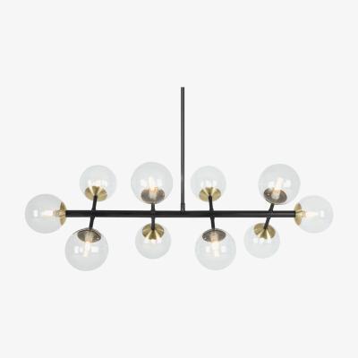 Made.com Globe Wide Pendant Chandelier, Black Antique Brass & Light Smoked Glass
