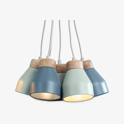 Made.com Albert Cluster Pendant Lamp, Muted Grey Dusk Blue & Duck Egg