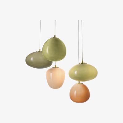 Made.com Adrianne 5 Cluster Pendant Light, Green Glass & Brass