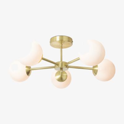 Made.com Globe Ceiling Flush Light, Large, Brass & Opal