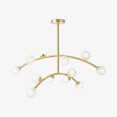 Made.com Fabia 12-Light Chandelier Pendant Lamp, Brass & Opal