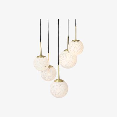 Made.com Julia 5 Light Chandelier Pendant, White Shell Glass & Brass