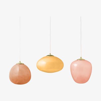 Made.com Adrianne Diner Pendant Light, Pink, Burgundy, Yellow Glass & Brass