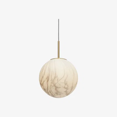 Made in Design Carrara Pendant - / Ø 28 cm - Marble effect glass by It's about Romi White/Gold