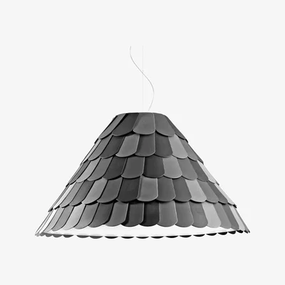 Made in Design Roofer Pendant - Suspension - Conical lampshade by Fabbian Grey