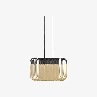 Made in Design Bamboo Oval Pendant - / Small - 55 x 38 x H 33 cm by Forestier Black/Natural wood