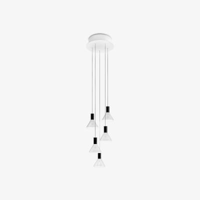 Made in Design Multispot Polair LED Pendant - 5 elements glass - Round canopy by Fabbian Transparent