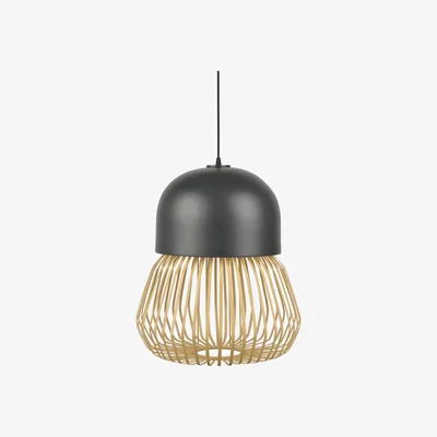 Made in Design Anemos Medium Pendant - / Ø 39 x H 47 cm - Bamboo & ceramic by Forestier Grey/Natural wood