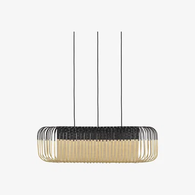 Made in Design Bamboo Oval Pendant - / Medium - 80 x 38 x H 24 cm by Forestier Black/Natural wood