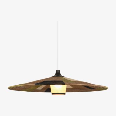 Made in Design Parrot XL Pendant - / Ø 100 x H 24 cm - Hand-braided abaca by Forestier Multicoloured/Brown