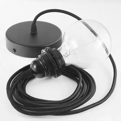 Made in Design Pendant - / Cable, ceiling rose and E27 socket set by Koziol Black