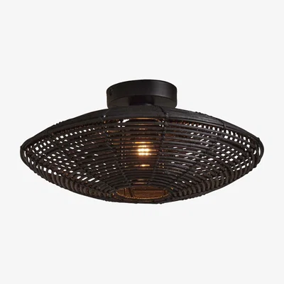 Made in Design Tanami Ceiling light cane & fibres wood black / Rattan / Ø 40 x H 10 cm - GOOD&MOJO