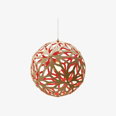 Made in Design Floral Pendant - Ø 40 cm - Bicoloured by David Trubridge Red/Natural wood