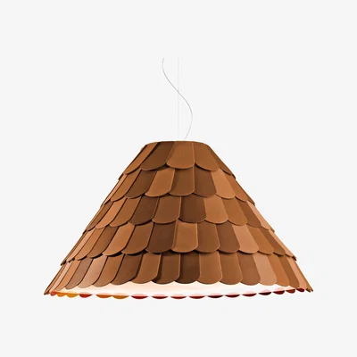 Made in Design Roofer Pendant - Suspension - Conical lampshade by Fabbian Brown