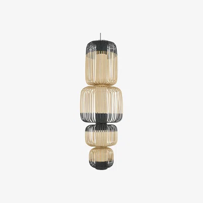 Made in Design Totem Bamboo Light Pendant - / 4 lights - H 142 cm by Forestier Black/Natural wood