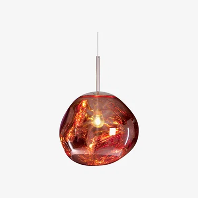 Made in Design Melt Mini LED Pendant - / Ø 28 cm - Metallic polycarbonate (changes colour) by Tom Dixon Orange/Metal
