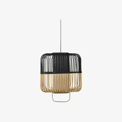 Made in Design Bamboo Square Pendant - / Medium - H 43 cm by Forestier Black/Natural wood