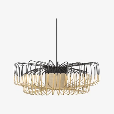 Made in Design Bamboo Up-Down XXL Pendant - / Ø 80 cm by Forestier Black/Natural wood