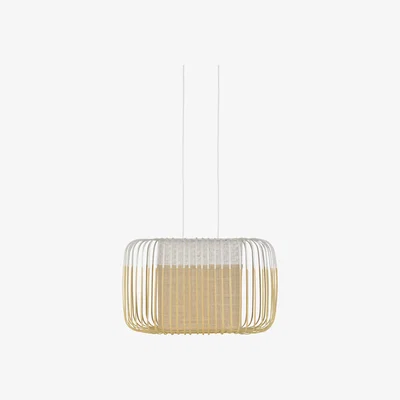 Made in Design Bamboo Oval Pendant - / Small - 55 x 38 x H 33 cm by Forestier White/Natural wood