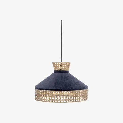 Made in Design Pendant - / Velvet & rattan caning - Ø 40 cm by Bloomingville Blue/Beige