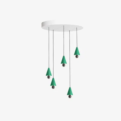 Made in Design Cherry Round Pendant - / LED - Ø 65cm / 5 XS lampshades by Petite Friture Green