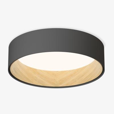 Made in Design Duo LED Ceiling light - / Metal & wood - Ø 48 cm by Vibia Grey/Natural wood