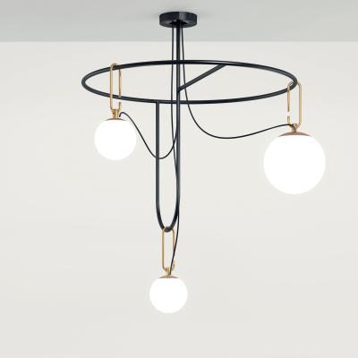 Made in Design nh S4 Circulaire Pendant - / 3 mobile globes -  76 cm x H 107 cm by Artemide White/Black