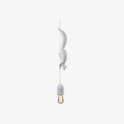 Made in Design Sherwood et Robin Pendant - / Ceramic squirrel - H 115.5 cm by Karman White