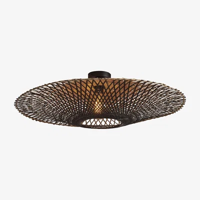 Made in Design Ceiling light Kalimantan cane & fibres wood Bamboo - Ø 87 x H 20 cm - GOOD&MOJO