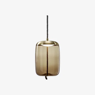 Made in Design Knot cilindro Pendant - / Glass & rope - Ø 30 x H 47 cm by Brokis Brown/Gold