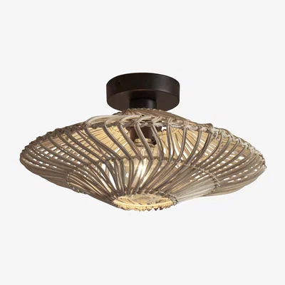 Made in Design Zanzibar Ceiling light cane & fibres wood white / Rattan / Ø 40 cm - GOOD&MOJO