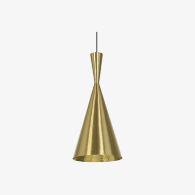 Made in Design Beat Tall LED Pendant - / Ø 19 cm x H 42 cm - Hand-crafted by Tom Dixon Gold/Metal