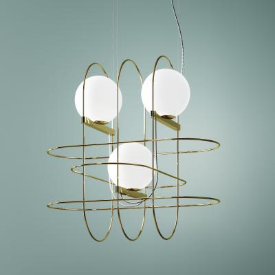 Made in Design Setareh triple Pendant - / LED - W 45 x H 45 cm by Fontana Arte Gold