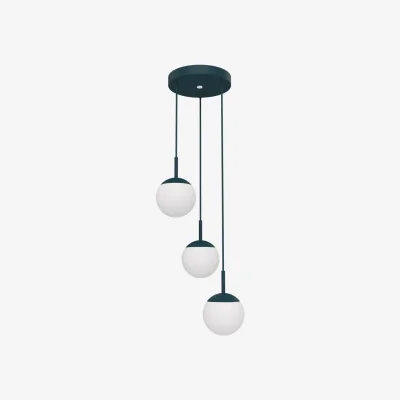 Made in Design Mooon! Triple LED Pendant metal glass blue / Glass sphere - Bluetooth - Ø 15 cm - Fermob